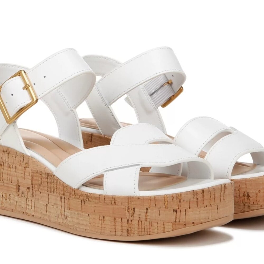 Sarto Franco Sarto Tilly Platform Sandals White Leather Women's Sizes Resort